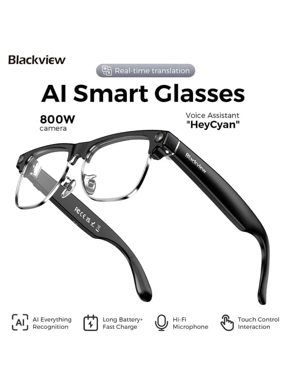 AI Smart Glasses with Camera, 1080P HD Video & Photo Capture, Real-Time Translation, Recording Glasses with AI Assistant for Women & Men, Open-Ear Audio for Travel (Photochromic)