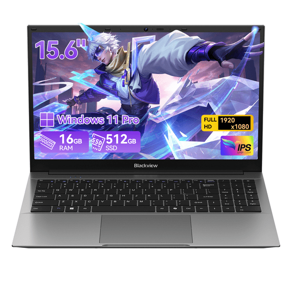 Blackview AceBook 5 15.6" Laptop, 16GB RAM 512GB M.2 SSD, Intel N6000 4-Core CPU, 1080P FHD Screen, Windows 11 Pro, WiFi 5 Bluetooth 5.0, HDMI Type-C Port, Slim Notebook for Daily Study Home Office