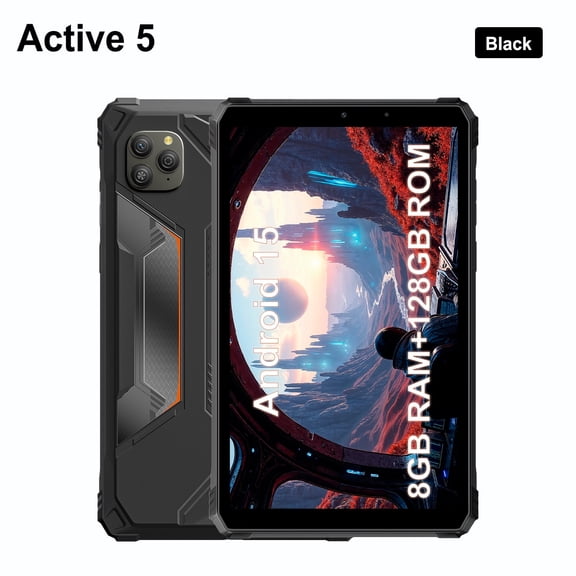 Blackview Active 5 Rugged Tablet PC, Android 15, 6GB RAM 128GB ROM 6600mAh/18W Rugged,Black