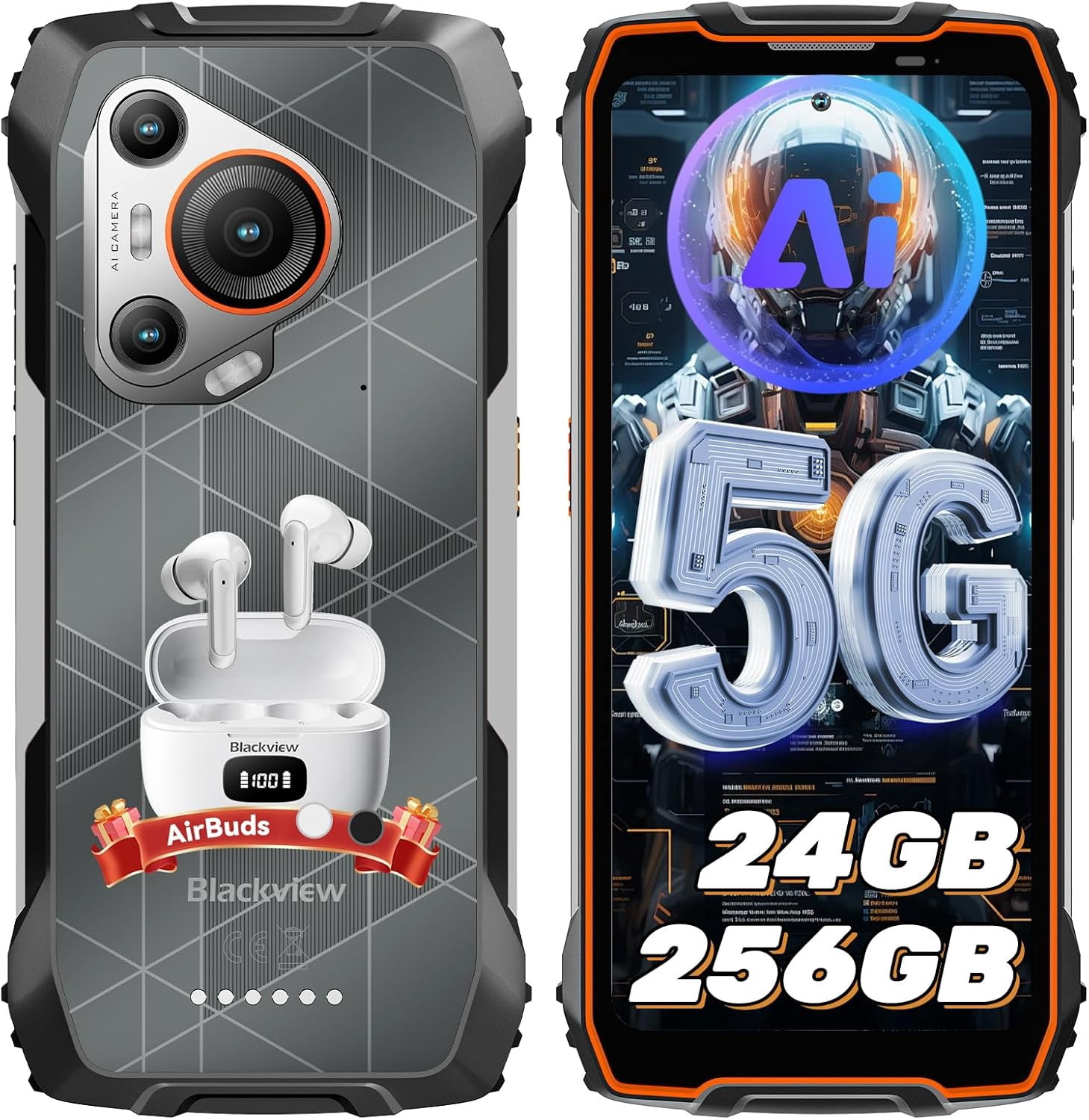 Blackview BL7000 AI 5G Rugged Phone Android 15, 24GB 256GB/2TB MTK Dimensity 6300