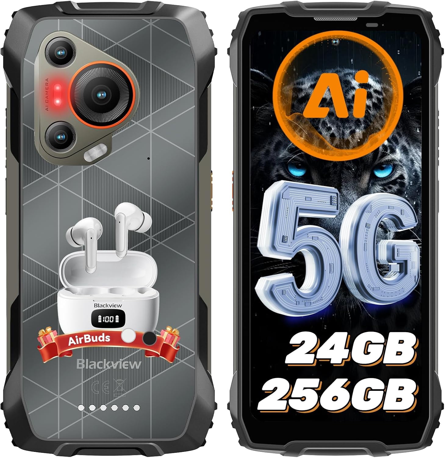 Blackview BL7000 AI 5G Rugged Phone Android 15, 24GB 256GB/2TB MTK Dimensity 6300