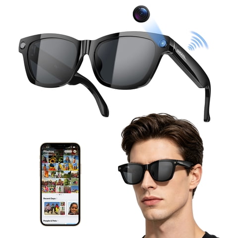 Blackview AI Smart Glasses with Camera, 1080P HD Photo/Video Recording Glasses, Real-Time Translation, AI Voice Assistant, Chat GPT Free, Polarized Sunglasses Lenses for Men/Women