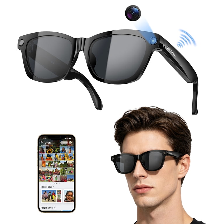 Blackview BV100 サングラス ブラック Blackview, AI Smart Glasses, 1080P HD Camera, Real-Time