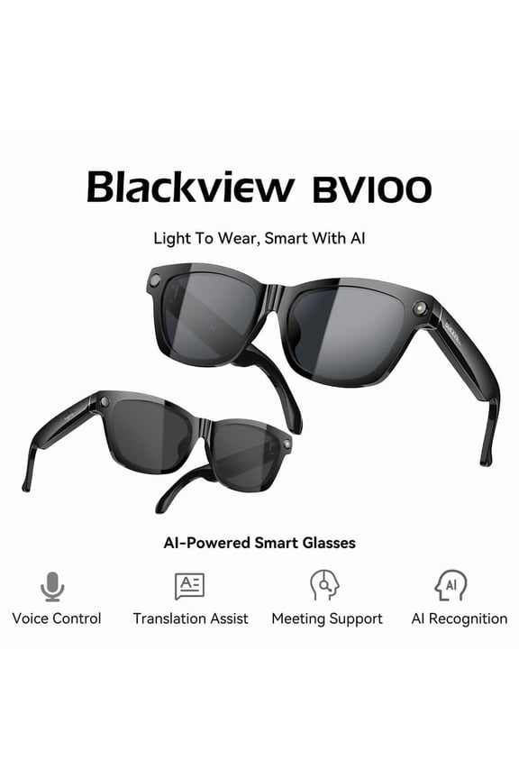 AI Smart Glasses with Camera, 1080P HD Photo/Video Recording Glasses, Real-Time Translation, AI Voice Assistant, Chat GPT Free, Polarized Sunglasses Lenses for Men/Women