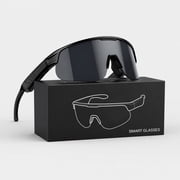 Blackview Bluetooth Smart Sunglasses for Men Women, Open Ear Audio Glasses with Polarized Black Lens, Built-in Mic, Voice Assistant