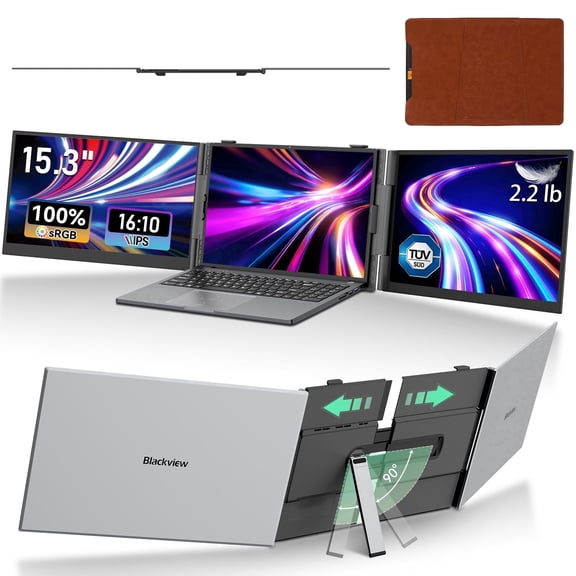 Blackview Triple Laptop Screen Extender,15.3" 1080P Portable Screen,Travel for 14"-17" Laptop, Compatible with Windows/Mac/Mobile Devices