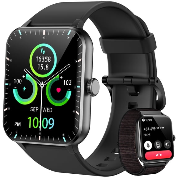 Blackview Smart Watch for Men, Bluetooth Calling, Fitness Tracker with 100+ Sports Modes, 1.85" HD Display, 350mAh Battery, Compatible with Android & iPhone, Black
