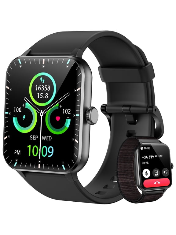 Smart Watch for Men, Bluetooth Calling, Fitness Tracker with 100+ Sports Modes, 1.85" HD Display, 350mAh Battery, Compatible with Android & iPhone, Black
