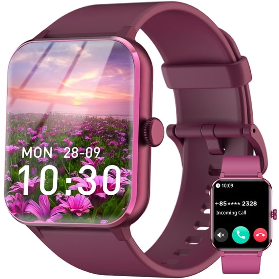 Blackview Smart Watch for Women, Bluetooth Calling, AI Voice Assistant, Fitness Tracker with 100+ Sports Modes, IP68 Water Resistant, Custom Watch Faces, Compatible with Android & iPhone, Red