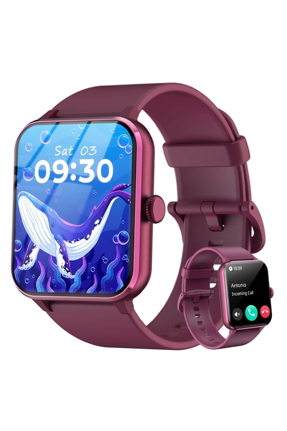 1.85-inch Smartwatch for Women,Bluetooth Call/Make Calls/Push Message/100+ Sports Modes/AI Voice,Fitness Watch fits for Android iPhone,Red