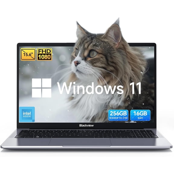 Blackview Laptop, 15.6 Laptops Computer for Business Student, Quad-Core N150, 16GB DDR4 256GB SSD-Grey