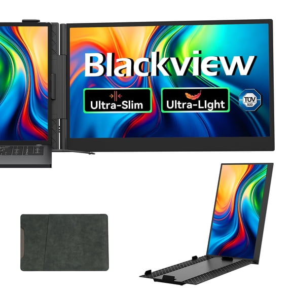 Blackview Laptop Screen Extender 14", 1080P FHD IPS Portable Monitor for Laptop 13-17", 1.3lbs Ultra-Light & 0.17" Ultra-Slim, Travel Dual Monitor, Plug & Play for Windows/Mac/Android/Switch