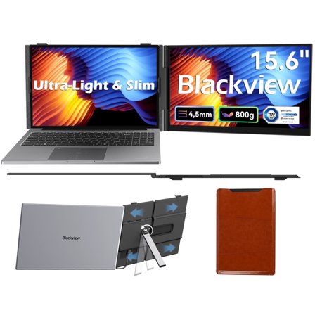 Blackview Laptop Screen Extender,1.3lbs Ultra-Light & 0.17" Ultra-Slim,15.6" FHD 1080P IPS Portable Laptop Monitor Extender,Travel Dual Monitor for 13-17",Plug & Play for Windows/Mac/Android/Switch