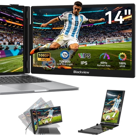 Blackview 14" Laptop Screen Extender, FHD 1080P IPS Portable Monitor for 13-17.3" Laptops, Built-in Speaker, USB-C/HDMI Plug and Play, Lightweight 2.2lbs Compatible with Windows Mac Switch PS5