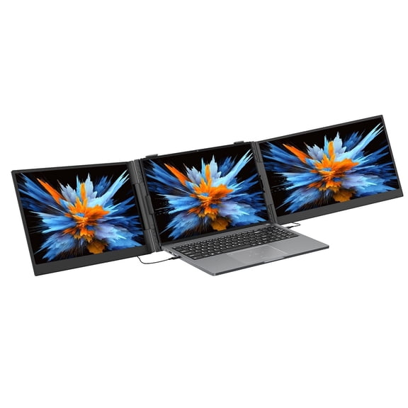 Blackview Laptop Screen Extender, 14" 1080P FHD IPS Triple Portable Monitor, Ultra-Slim Travel Dual Monitor Fit for 13"-17.3" Laptops, USB-C Plug&Play Extended Screen for Windows/Mac/Android/Switch