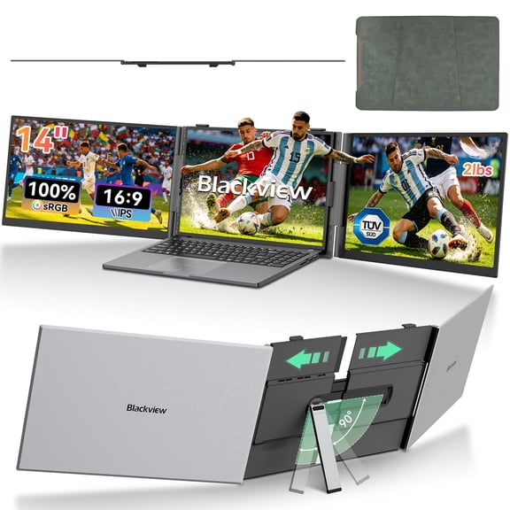 Blackview Laptop Screen Extender, 14" IPS Portable Monitor for Laptop, 1080P FHD Dual Display Screen for 13"-17.3" Laptops, USB-C/HDMI Plug & Play for Wins/Mac/Android