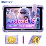 Blackview Link 1 Kids, Android 16 AI Children Tablet, 12GB+64GB2TB External, 3 AI Smart Assistance, 8.68 HD+ Screen, 5MP+8MP Camera, Google Kids Space+Parental Control, Dual BOX Speakers Purple