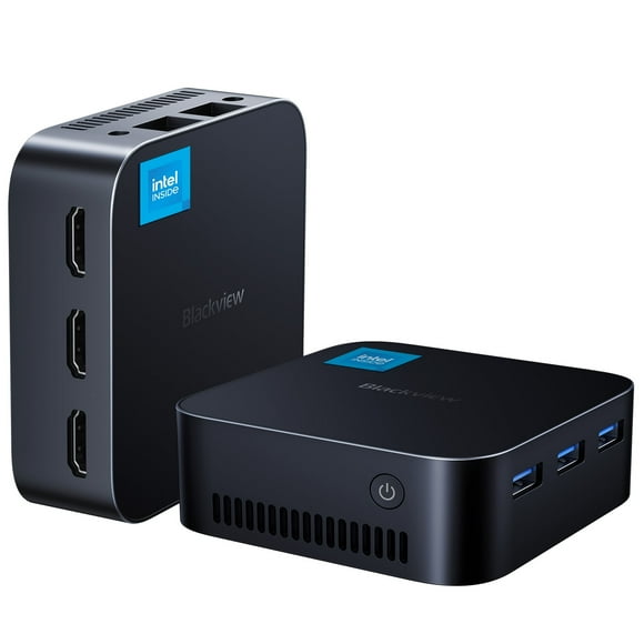 Blackview MP80 Mini PC Intel 12th N97 16GB ROM 512GB M.2 SSD Mini Desktop Computers Windows 11 Pro, Dual LAN, 3 HDMI, Blue