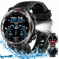 thumbnail image 1 of Blackview Military Smart Watch for Men, 1.45" HD Rugged Smartwatch with Calls, LED Flashlight, Compass, 100+ Sports Modes, 960mAh Battery, Waterproof, Compatible with iPhone Android, Khaki,Black, 1 of 12