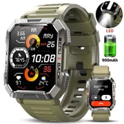 Blackview Military Smart Watch for Men,100+ Sport Modes/Call Receive/Dial/Flashlight/ Waterproof,Smartwatch fits for iPhone Android,Green