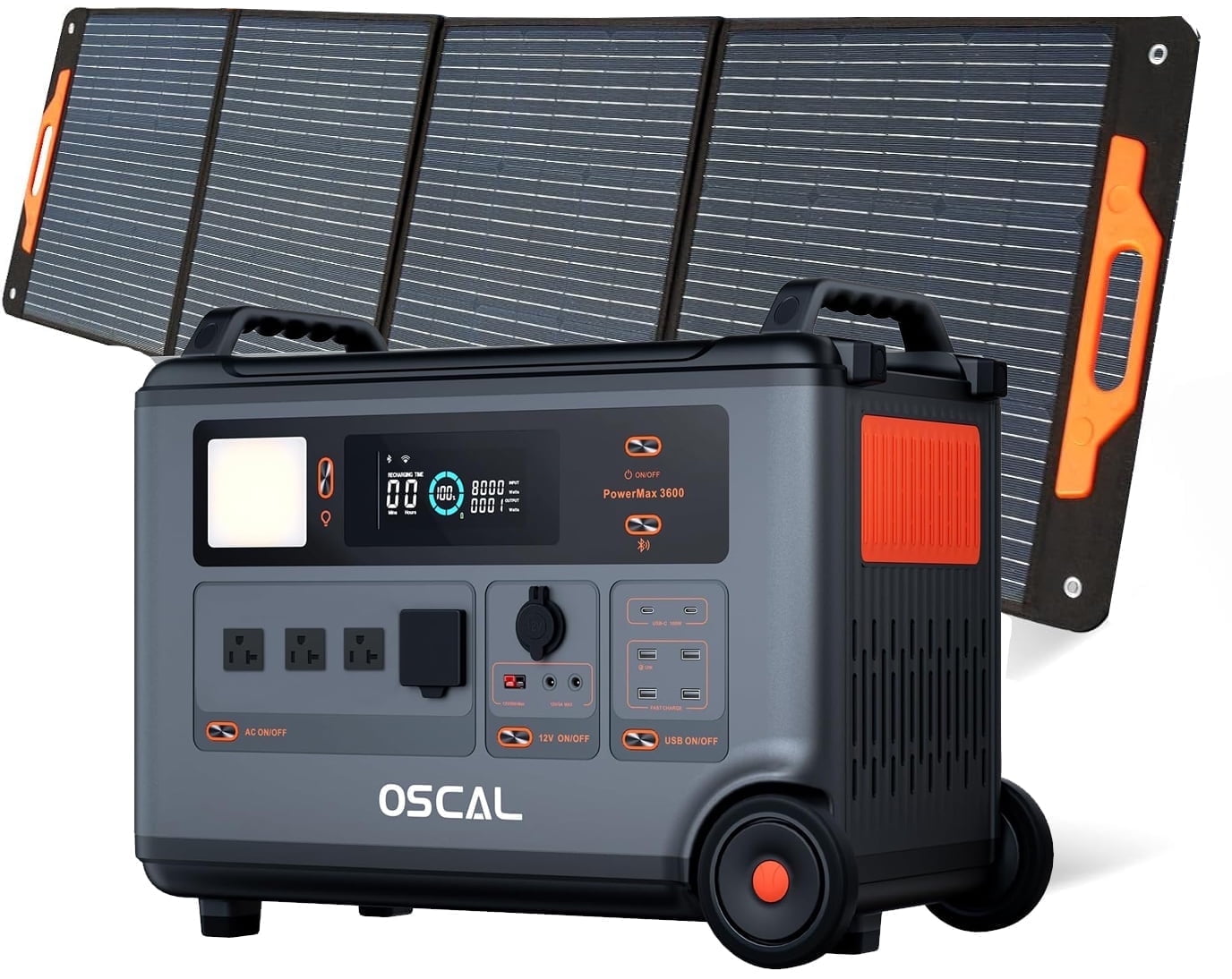 Blackview Oscal Portable Power Station with 1xPM200 Solar Panels,3600Wh (Surge 6000W) LiFePO4 Expandable Solar Generator PowerMax3600