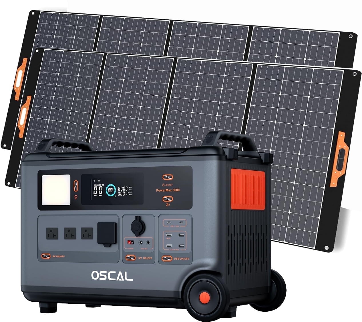 Blackview Oscal Portable Power Station with 2xPM400 Solar Panels,3600Wh (Surge 6000W) LiFePO4 Expandable Solar Generator PowerMax3600
