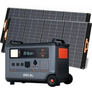 Blackview Oscal Portable Power Station with 2xPM400 Solar Panels,3600Wh Surge 6000W LiFePO4 Expandable Solar Generator PowerMax3600
