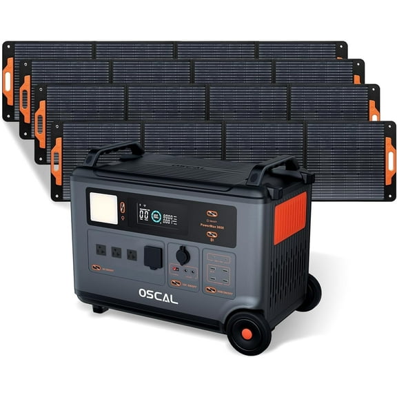 Blackview Oscal PowerMax3600 Portable Power Station,3600Wh (Surge 6000W) LiFePO4 Expandable Solar Generator with 3xPM200 Solar Panels