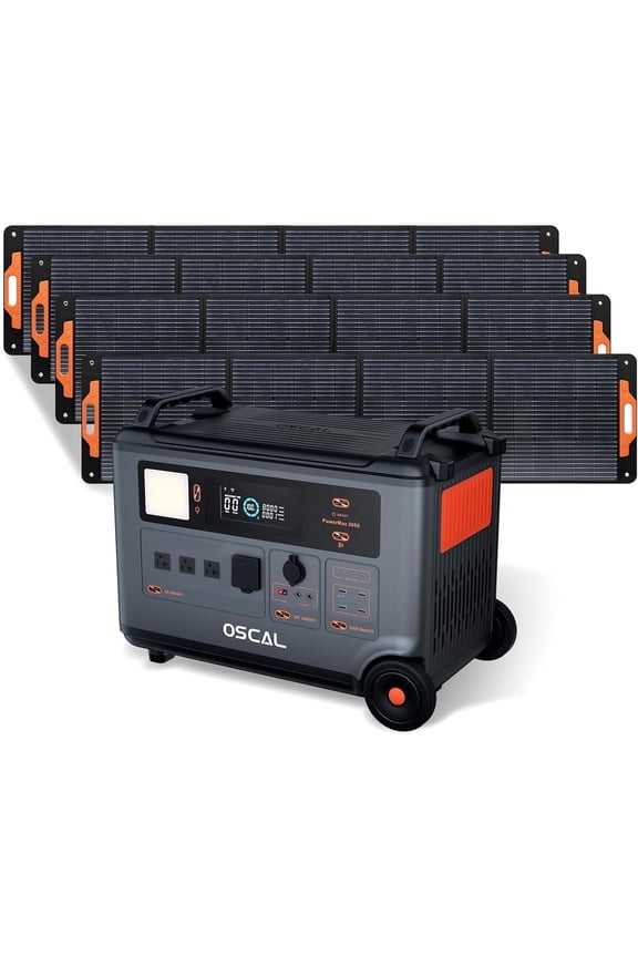 Blackview Oscal PowerMax3600 Portable Power Station,3600Wh (Surge 6000W) LiFePO4 Expandable Solar Generator with 3xPM200 Solar Panels