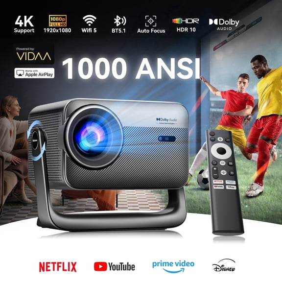 Blackview PV1000 Max 4K Projector - WiFi 5 & BT 5.1 1000 ANSI Lumens Portable Movie Projector,360Rotating Gimbal,150" Display Home Theater Proyector,Home & Outdoor Cinema
