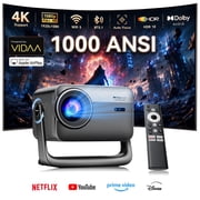 Blackview PV1000Max Projector 4K [VIDAA Live TV & Dolby & 1000 ANSI] with WiFi and Bluetooth,360 Rotating Gimbal,TOF Auto Focus Keystone HDR10,Movie Proyector for Home Theater