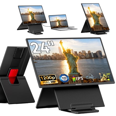 Blackview Large Portable Monitor, 24 inch Gaming Monitor, 100Hz Second Monitor, 1080P FHD Screen Extender for Laptop/Desktop/MacBook/PS4/5, Height Adjustable/VESA/USB-C, Gaming Home Office Work