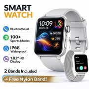Blackview Smart Watch fits for Android iPhone,IP68 Waterproof,with Bluetooth CallAnswer/Make Calls for Women Men 1.83 HD Screen Fitness Watch with AI Voice,GRAY