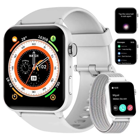 Blackview Smart Watch fits for Android iPhone,IP68 Waterproof,with Bluetooth Call(Answer/Make Calls) for Women Men 1.83" HD Screen Fitness Watch with AI Voice,GRAY