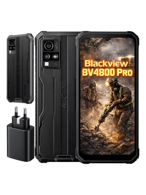 Rugged Phones BV4800 Pro 4GB+128GB Octa-core 6.5” IP68 & IP69K Waterproof Smartphones, 4G LTE Dual SIM Mobile Phone, NFC Glove Mode, Black