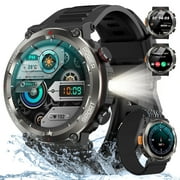 Blackview Outdoor Waterproof Military Smart Watch for Men,1.45" HD Watch,with Calling,Flashlight,100+ Sports Modes,fits for iPhone Android,Black