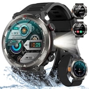 Blackview Rugged Smart Watch for Men, 1.45 HD Display Bluetooth Calling Smartwatch with Flashlight, Compass, 960mAh Battery, 100+ Sports Modes, Military Style Fitness Watch for Android iPhone,Black