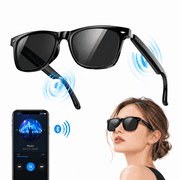 Blackview Smart Bluetooth Glasses for Women Men, Open Ear Audio Sunglasses with Polarized Lens, Hands-Free Calls, Voice Assistant, Black