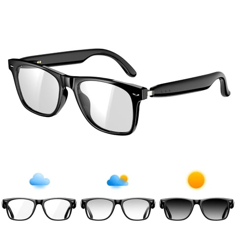 Blackview Smart Glasses Bluetooth for Women Men, Open Ear Audio Glasses with Photochromic Lenses, Hands-Free Calls, Music Playback, Voice Assistant Compatible,Water Resistant for Work Travel Driving