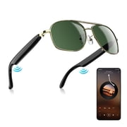 Blackview Smart Audio Sunglasses with Bluetooth, Polarized Open Ear Headphones Glasses for Men Women, UV400 Protection, Touch Control Voice Assistant, Business Travel, Gold