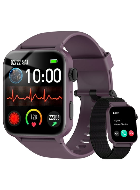 Blackview Smart Watch for Android and iPhone,IP68 Waterproof,with Bluetooth Call(Answer/Make Calls) for Women Men 1.83" HD Screen Fitness Watch with AI Voice,Purple