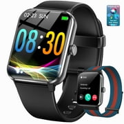Blackview Smart Watch fits for Android iPhone,IP68 Waterproof,with Bluetooth Call(Answer/Make Calls) for Women Men 1.83" HD Screen Fitness Watch with AI Voice,Black