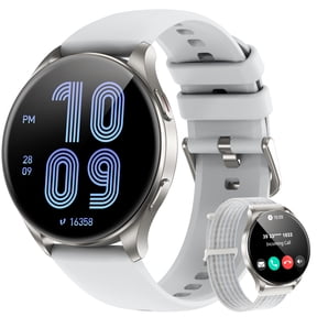 Blackview Smart Watch for Women, 1.43" AMOLED Display Fitness Tracker with Bluetooth Call, 100+ Sports Modes, AI Voice Assistant, 2 Straps, Waterproof Smartwatch for Android iPhone, Sliver