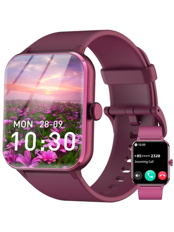 Smart Watch for Women, Bluetooth Calling, AI Voice Assistant, Fitness Tracker with 100+ Sports Modes, IP68 Water Resistant, Custom Watch Faces, Compatible with Android & iPhone, Red