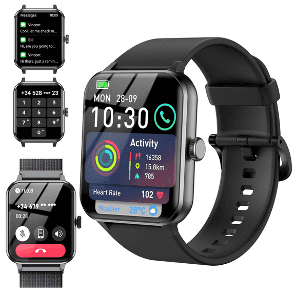 Blackview 1.85-inch Men Women's Smartwatch, Answer/Make Calls/100 ...