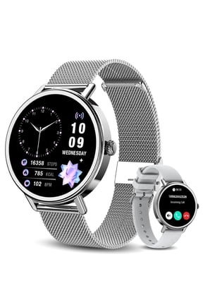 Smart Watch for Women Men, Bluetooth Calling Fitness Tracker, 1.26" Touch Screen, 100+ Sport Modes, Message Notifications, Compatible with Android iPhone (Sliver)