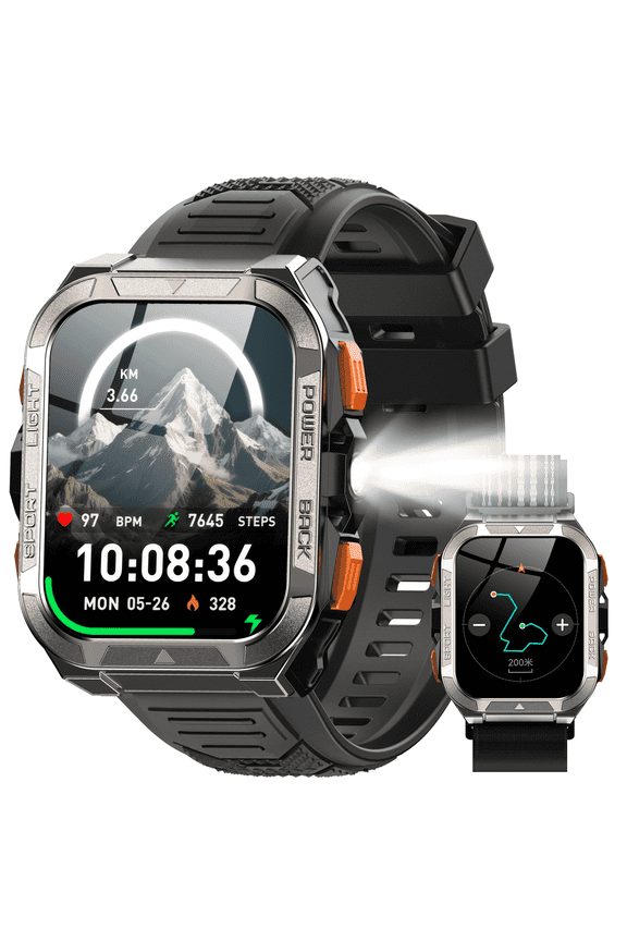 Smart Watches for Men with GPS/Compass,GPT Voice Assistant,Smartwatch with LED Flashlight,1.91"HD Display Bluetooth Call,Fitness Tracke with Multiple sports Modes,Fits for Android & iOS