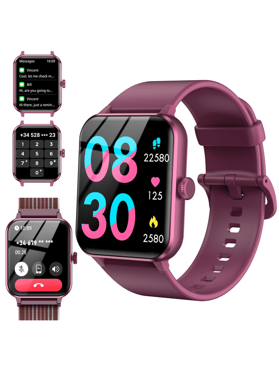 Smartwatch for Women,Answer/Make Calls/Push Message/100+ Sports Modes,1.85-inch Touch Screen Fitness Watch,fits for Android iOS Apple,Red