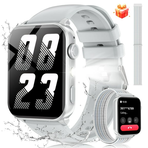 Blackview Smart Watch Fits for Android and iPhone,IP68 Waterproof /100  Sports Modes/Bluetooth Call/Make,1.91-inch Smartwatch for Men Women's,Silver