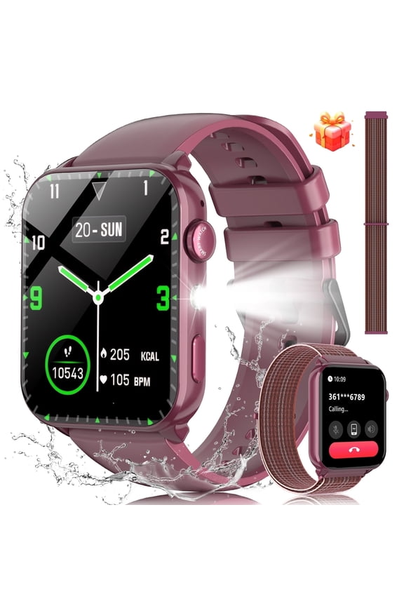 1.91" Smartwatch for Men Women's,100+ Sports Modes/Bluetooth(Answer/Make Calls)/IP68 Waterproof,Smart Watch fits for Android iPhone,Purple